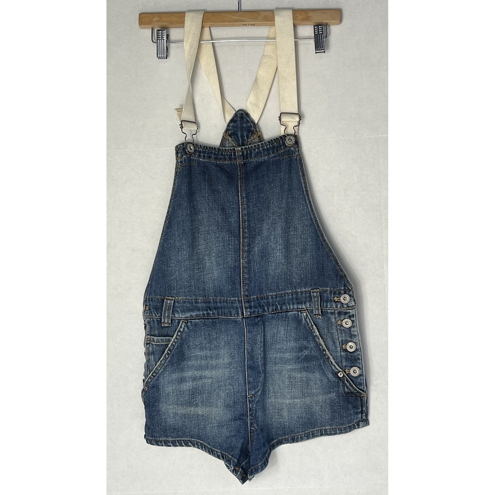 Free People Denim Jean Shortalls Women's Overall Shorts size 26 - Picture 3 of 16